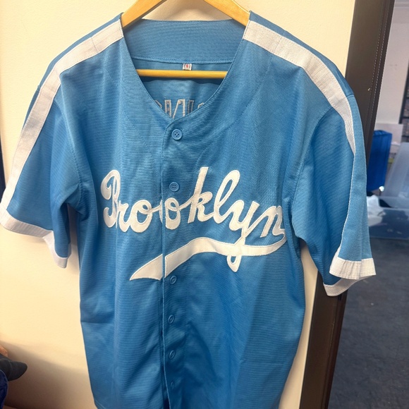 Jackie Robinson #42 Brooklyn Dodgers Blue Throwback Jersey - Size Small - Picture 2 of 3